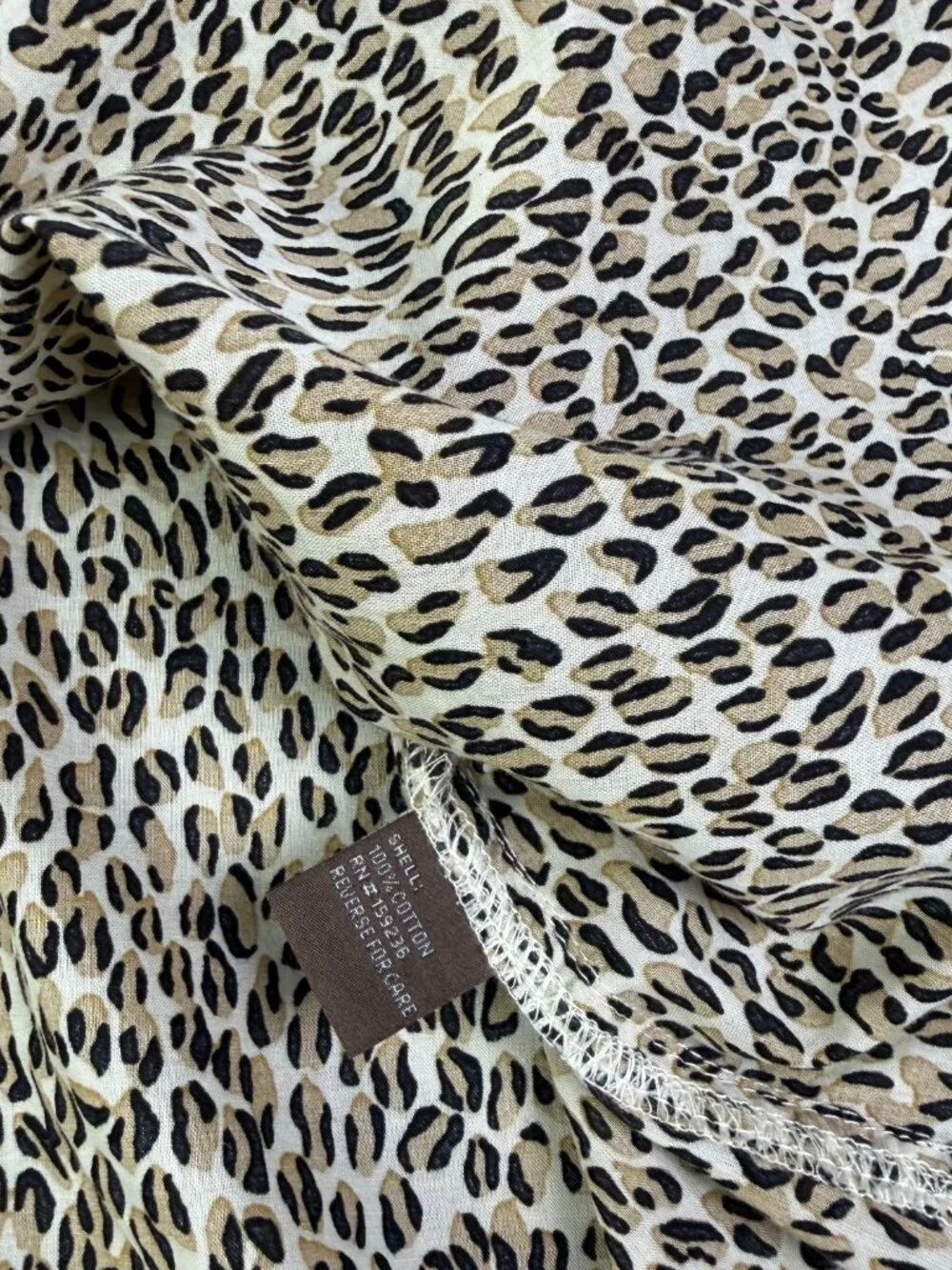 J Mclaughlin top Womens Large Brown Animal Print Button Up Long Sleeve Cotton - Picture 7 of 8